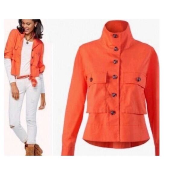 CAbi Resort swing jacket orange lightweight button front collar & pockets Sz S - Picture 10 of 11